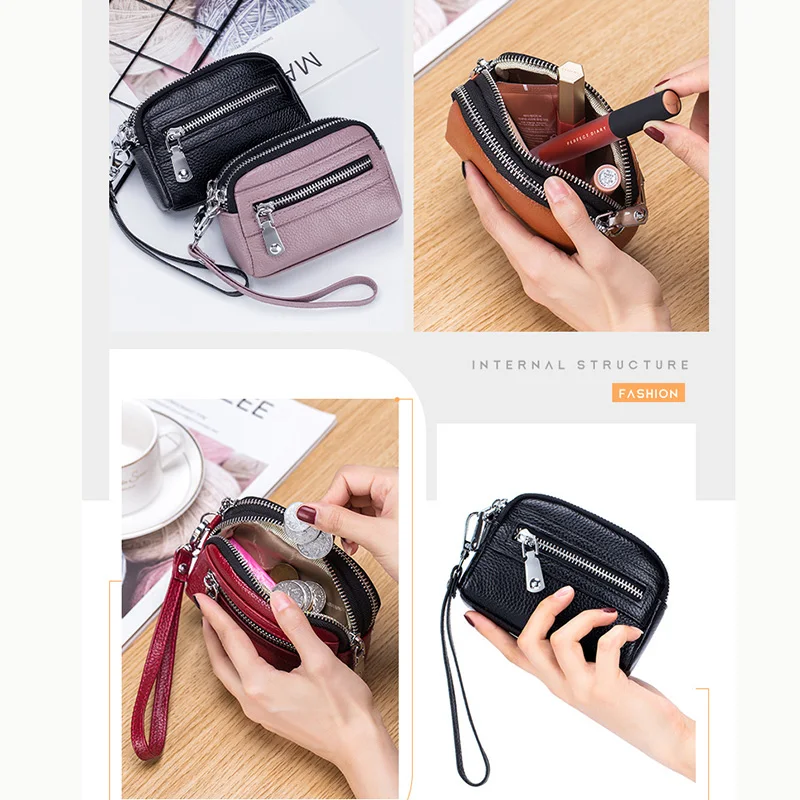 Клатч из натуральной кожи женский маленький клатч с ремешком на запястье кошелек