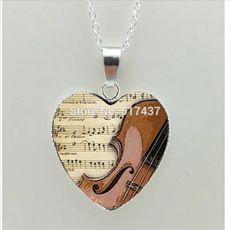 Новинка 2020 винтажное ожерелье в форме скрипки и сердца музыкальные инструменты