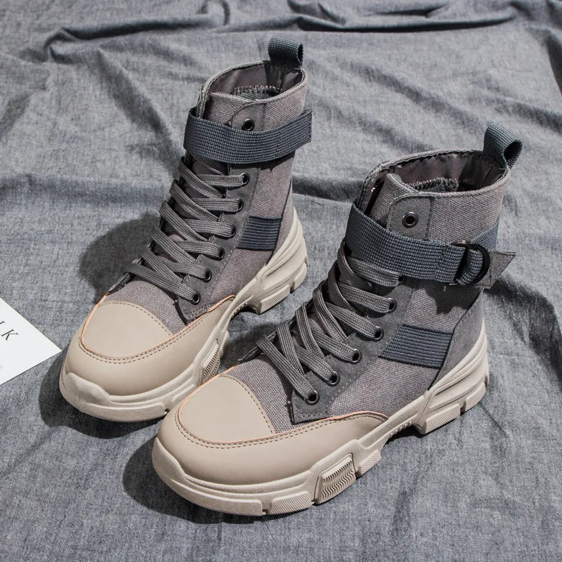Женские ботильоны военные ботинки на платформе в британском стиле женская обувь