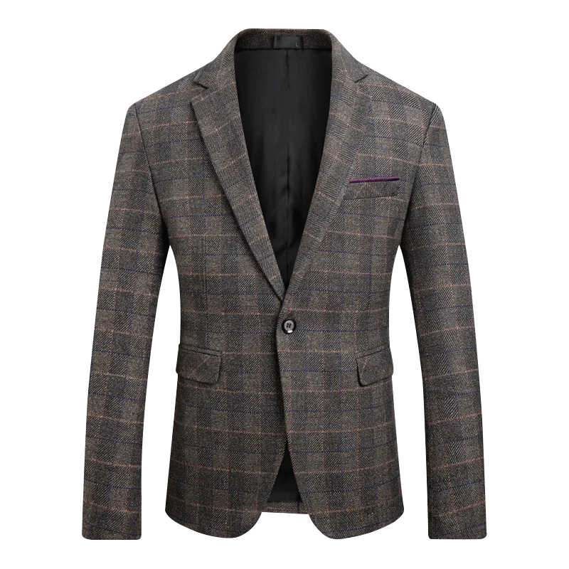 

Spring Retro Plaid Blazer British Fashion Slim Men's Blazer Plus Size 5XL Men's Business Casual Single Button Blazer Masculino