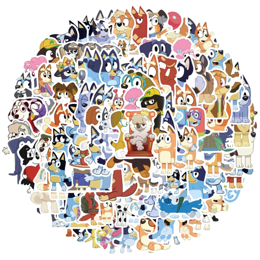 

10/30/50/100pcs Bluey Cute Cartoon Stickers DIY Skateboard Luggage Guitar Laptop Sticker Doggy Bluey Bingo Waterproof Kids Toys