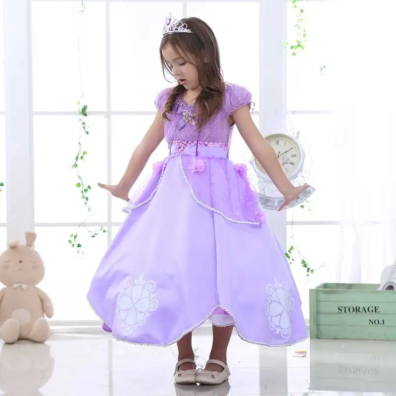

Girls Sofia Long Sleeves Dance Dress Kids Children Party Clothes Princess Ariel Fancy Cosplay Costume