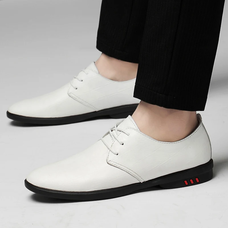 

Summer Men Leather Shoes Man Business Dress Classic Style Flats Brown Black Lace Up Pointed Toe Shoe For Men Oxford Shoes