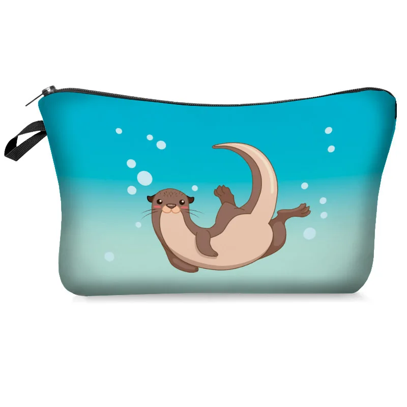 

Cute Cosmetic Bag Cartoon Printer Pouch Otter Printing Make Up Cases Makeup Bag Women Girls Organizer Bag Travel Toiletry Tool