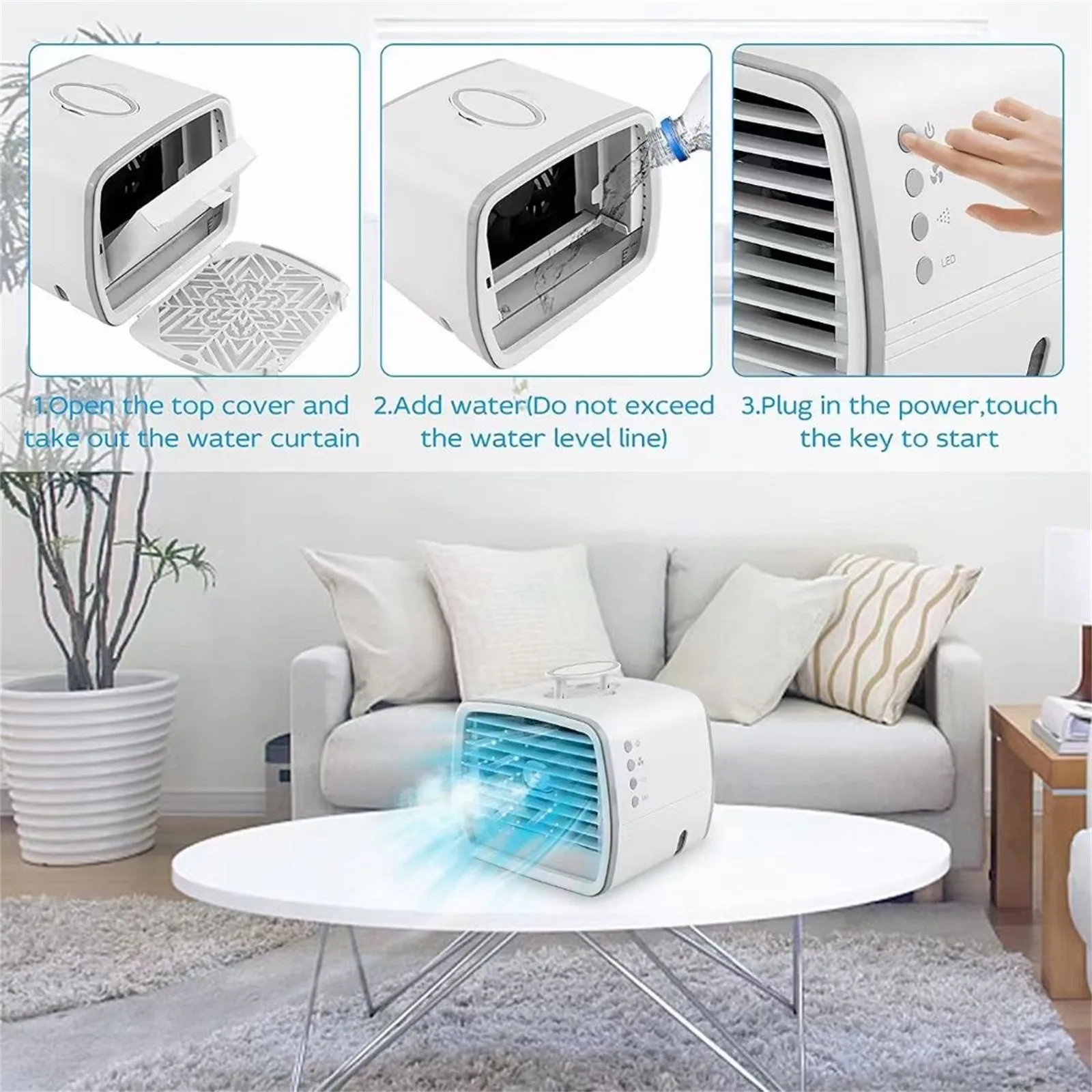 

2021New Mini Air Conditioner Fan Mini Cool Bedroom Desk Cooler Humidifier USB Tabletop Cooling Fan for Home Office Portable Fan