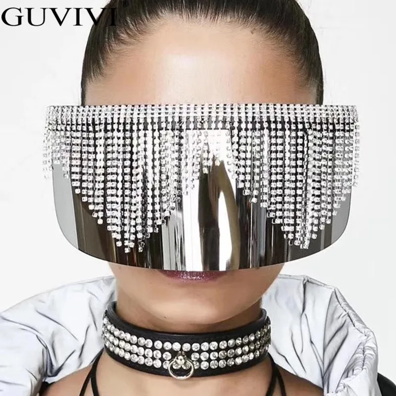 

Солнцезащитные очки для мужчин и женщин, Большие зеркальные очки-стразы с большой оправой, с алмазными линзами, с защитой от ультрафиолета с...