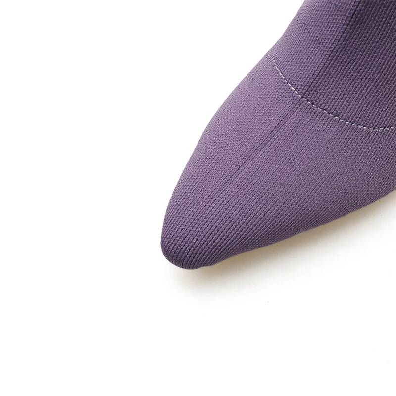 2019 г. Женские фиолетовые растягивающиеся ботинки ботильоны на высоком каблуке 10