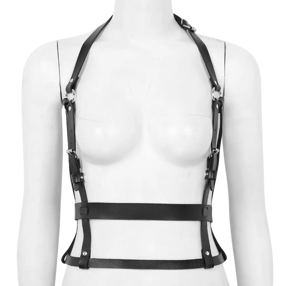 

Womens Punk Gothic garter belt PU Leather lingerie Adjustable Body Chest Straps Waist Harness Belt Cosplay Clubwear Costumes