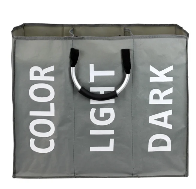 

Laundry Bag, Portable Household Storage Box Laundry Basket Dirt Clothes Bag, Light Gray/Dark Gray