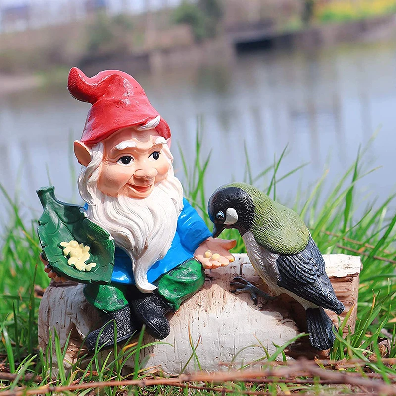 

Garden Dwarf Figurine Yard Ornament Gnome and Birds Ornaments Garden Yard Outdoor Indoor Decor Decoration BOU Statues