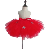 girls tutu skirt christmas costumes party tutu fluffy red color with snow handmake ballet dance skirt santa cosplay wear