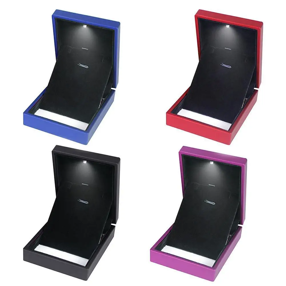 

LED Light Jewelry Box For Engagement Wedding Rings Box Festival Birthday Jewerly Ring Necklace Display Gift Boxes