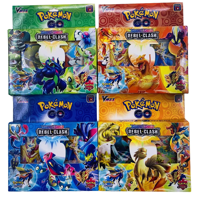 

54Pcs/Box 4 Style TAKARA TOMY 2020 new Pokemon Card v vmax English Sword&shield Rebel Clash Trading Card Game Children Toy