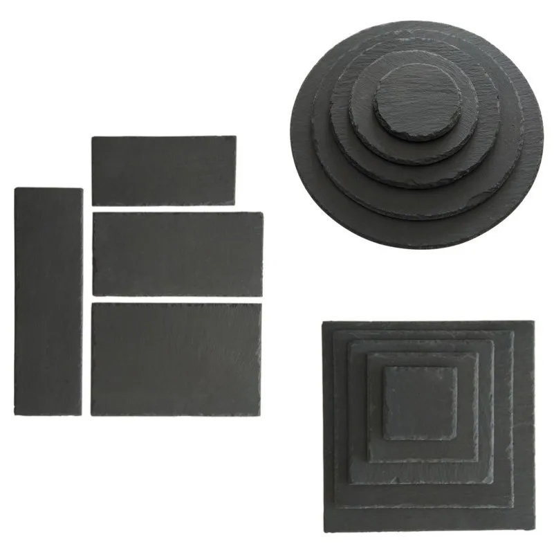 Тарелки из натурального сланца плотный квадратный камень поднос для суши чая