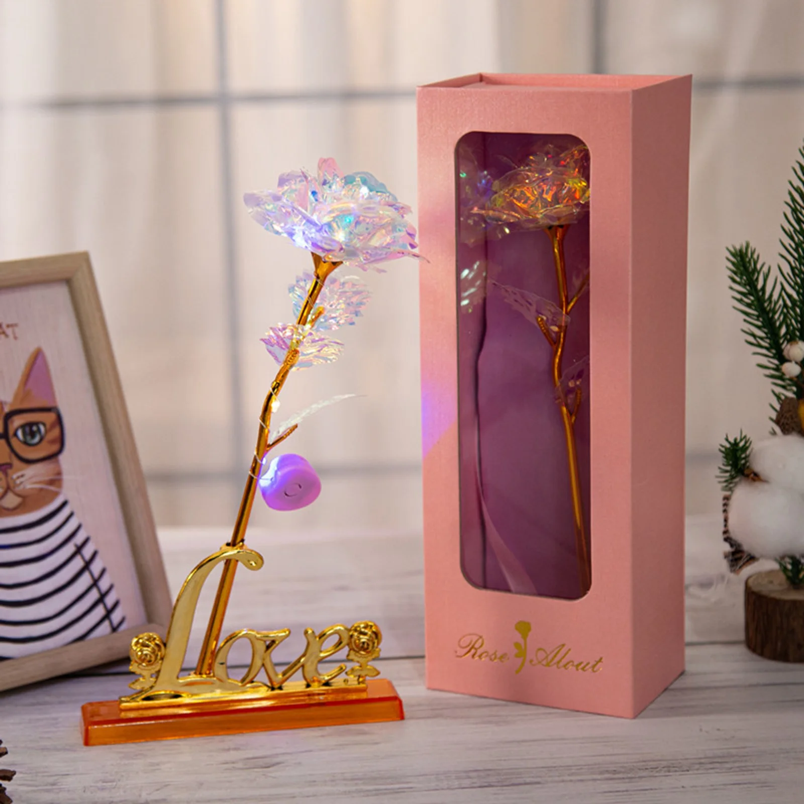 

Красочная светящаяся Роза, искусственный светодиодный светильник, цветок, подарки для женщин, День Святого Валентина, вечеринка для девочк...