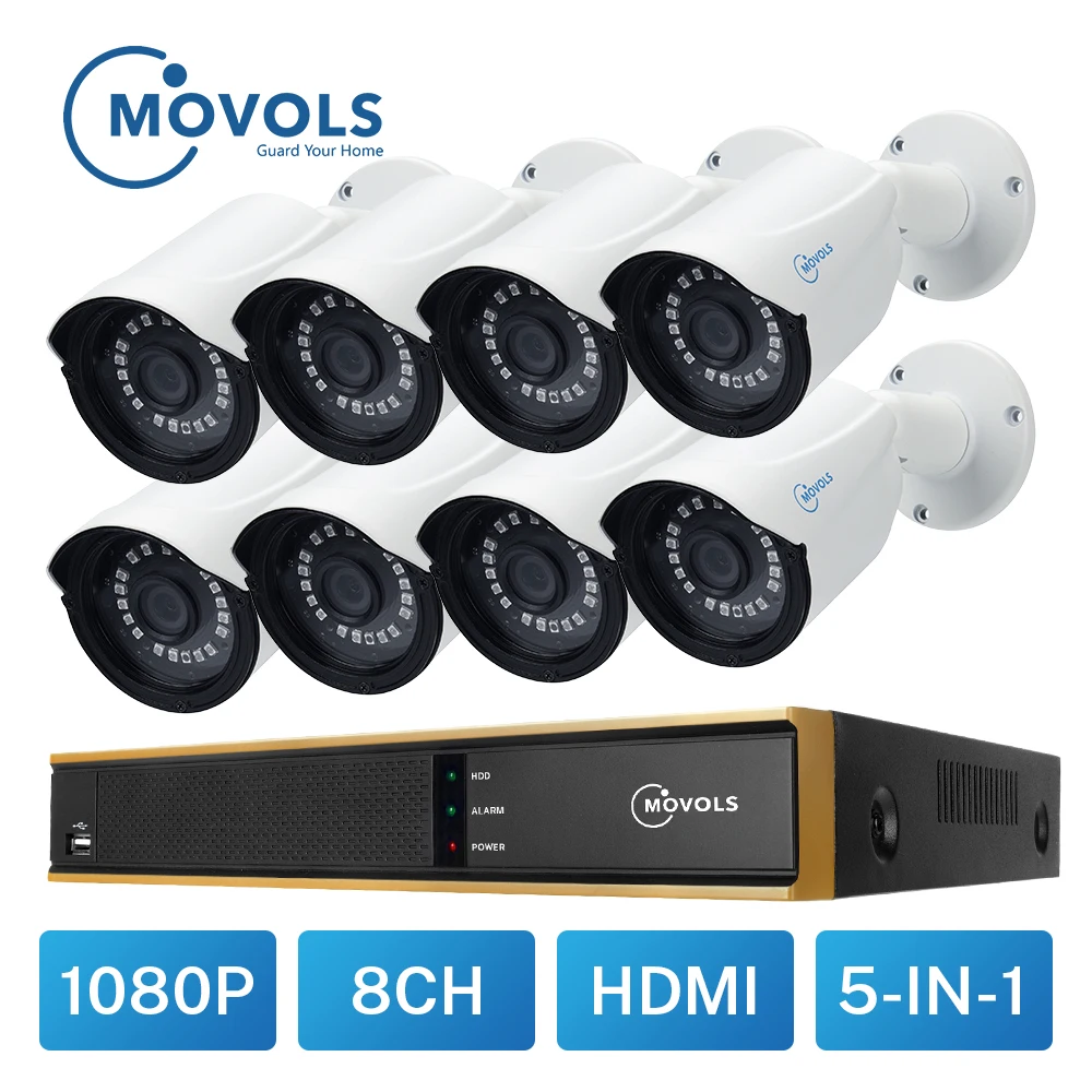 MOVOLS CCTV 1080P 8 шт. Камера видеонаблюдение Системы 2000TVL на открытом воздухе