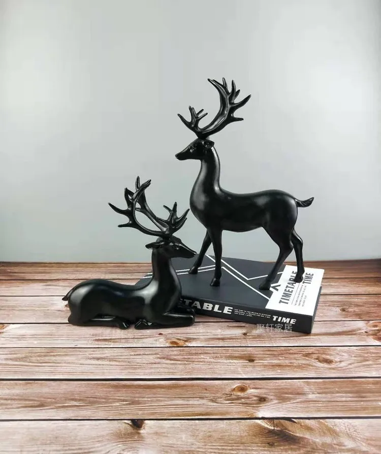 Нордический черный золотой Статуэтка оленя домашнего интерьера украшения