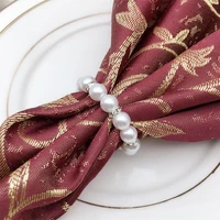 handmade beaded elastic pearl napkin ring napkin buckle home decoration for parties weddings table decor