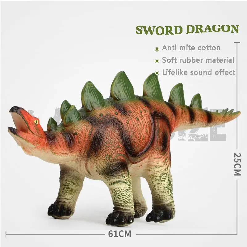 

Large Soft Rubber Dinosaur Stuffing Cotton Vinyl Realistic Voice Tyrannosaurus Fall-resistant Model Toys Gifts For Children