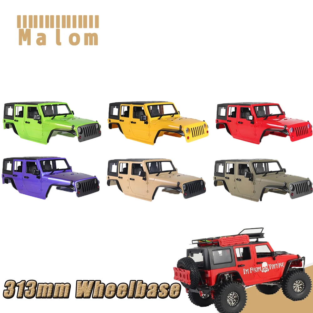 

313 мм Колесная база Jeep Wrangler JK Rubicon 4 двери Жесткий Корпус Комплект для 1/10 радиоуправляемые гусеничные машины осевой SCX10 90046 90047 RGT EX86100