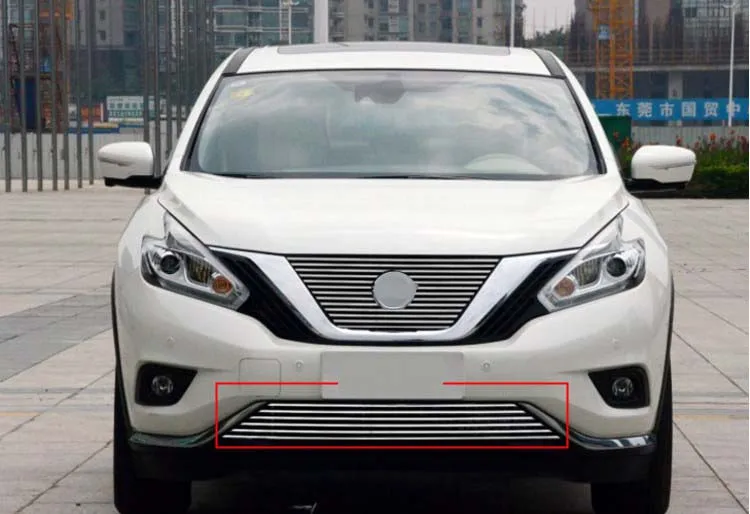 Для Nissan Murano 2014 2017 Передняя Решетка алюминиевая металлическая полоса Нижняя сетка