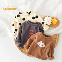 milancel 2021 baby hoodies toddler boys base clothes fur lining soft blouse baby girls sweatshirts
