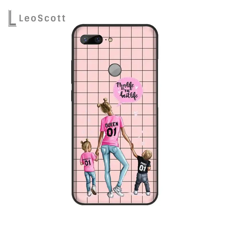 

girl Queen Mom baby pink grid Phone Case For Huawei Enjoy 7 7s 8 8e 9 9e 10 plus P8lite 2017 Honor 5a view9 play 3e