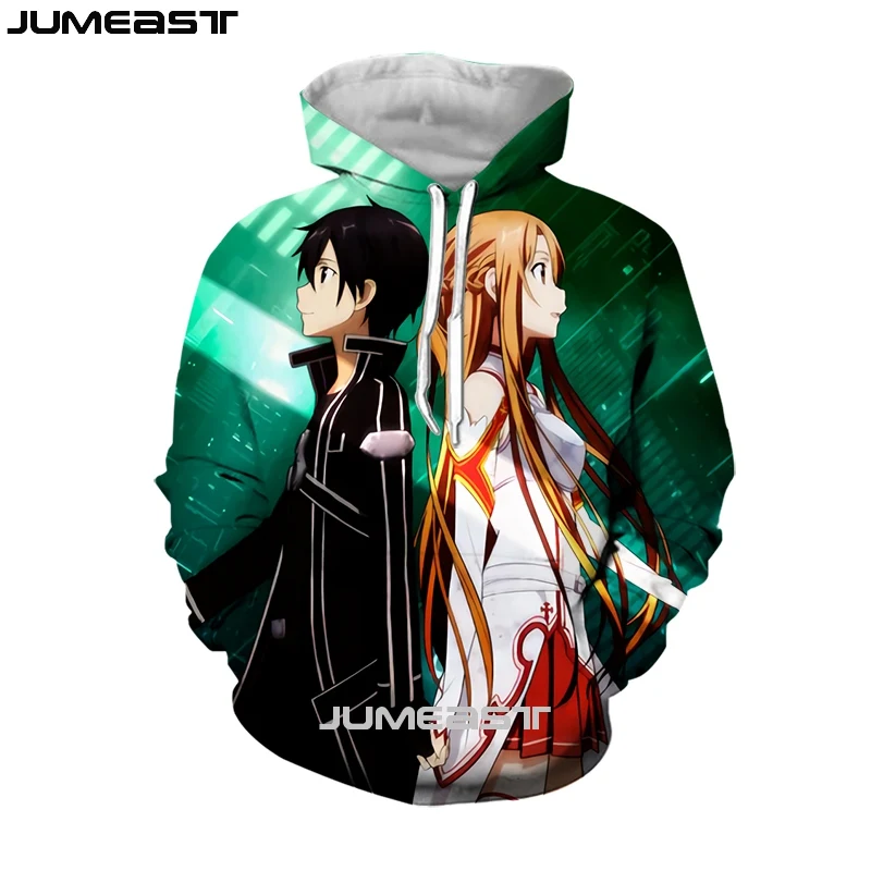 Jumeast Мужская Женская 3D Толстовка меч искусство онлайн большие пальто уличная