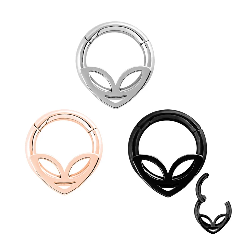 Смешанный стиль двухслойные стальные кольца для носа висячие серьги пирсинг