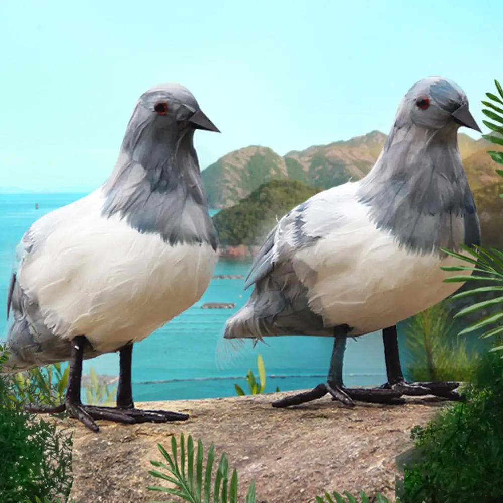 Имитационные птицы фигурки миниатюры искусственный серый голубь перо пена