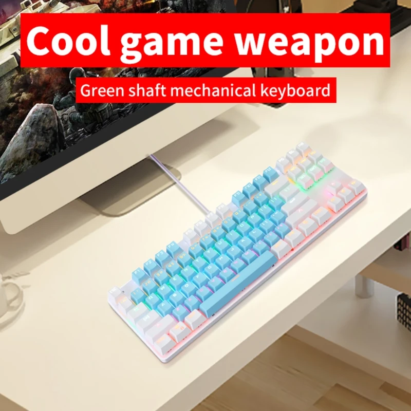 

K100 87-keys Green Axis Keyboard Mechanical Gaming Keyboard for PC Laptop Players