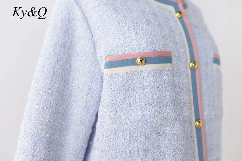 Женская твидовая куртка с длинным рукавом Повседневная приталенная в стиле