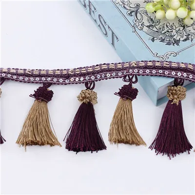 Dark purple QGVLish, 12 м/лот занавески с блестками, кисточками, бахромой, кружевной отделкой, сделай сам, для шитья дивана, ткани, аксессуары для занавесок, кружевные ленты, ремни - Цвет: Dark purple