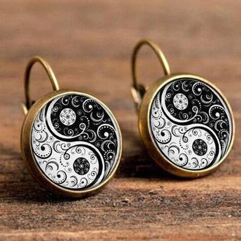 Retro Classic Datura Earrings Time Jewel Ear Hook For Women Ethnic Green Round Pendant Dangle Jewelry | Украшения и аксессуары