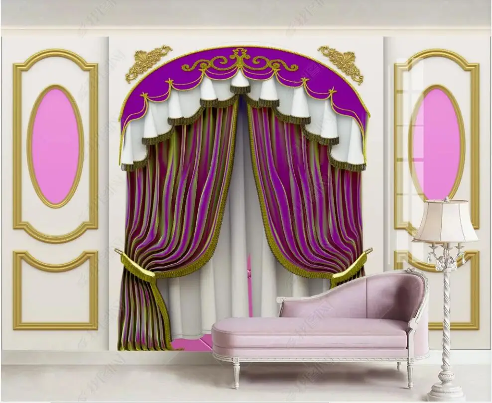 

3d wallpaper custom photo mural European luxury golden palace pink carving room home decoration Wallpaper for walls in rolls