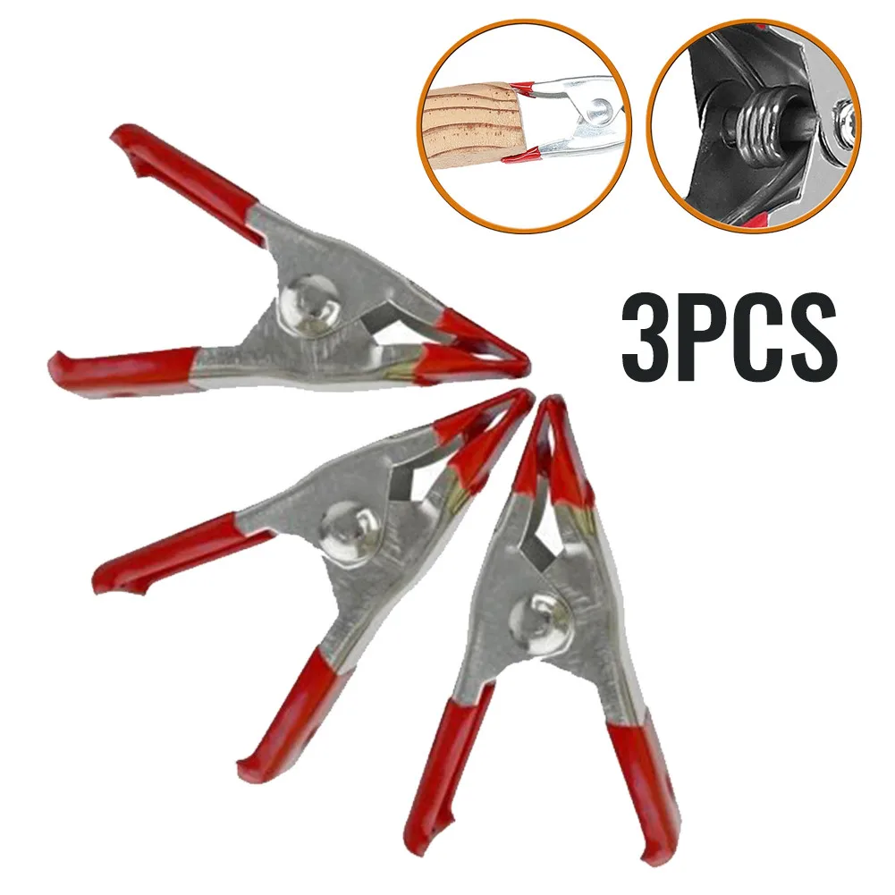 

3pcs Metal Spring Clamps Clip Metal Spring Clamps 2\" Clip Soft Plastic Tips Grip Photos Craft Vises
