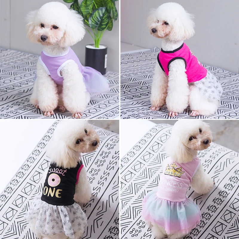 Летнее Хлопковое платье для маленьких собак воздухопроницаемая юбка в горошек с