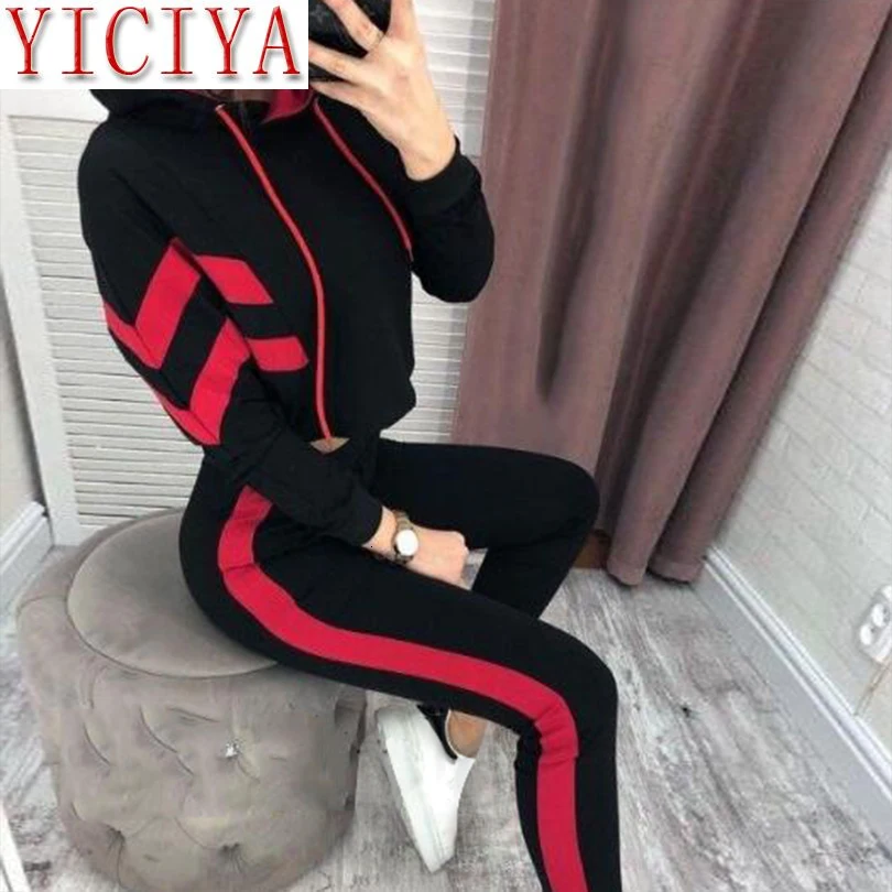 Комплект из двух предметов с длинным рукавом, спортивный костюм для женщин, одинаковые комплекты из топа с капюшоном и штанов, желтый и черный женский костюм в стиле пэчворк