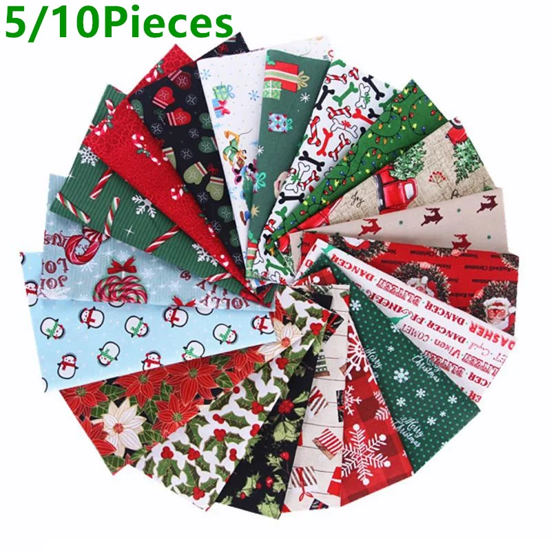 

5-10Pcs/Set 20*25cm Christmas Print Pure Cotton For Fabric Baby Child Kids Sewing Patchwork Hadnwork Cloth Crafts DIY Materials
