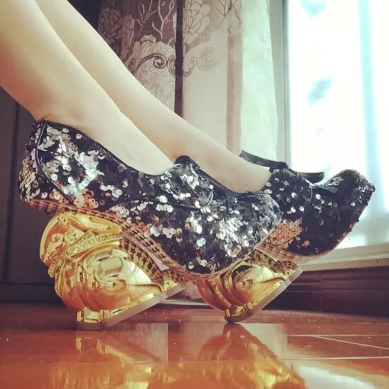 Новинка 2022 новинка туфли-лодочки с золотым кроличьим каблуком женские