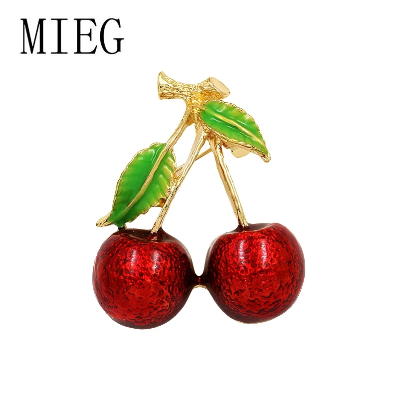 MIEG брендовая металлическая красная эмалированная брошь в виде вишни аксессуары