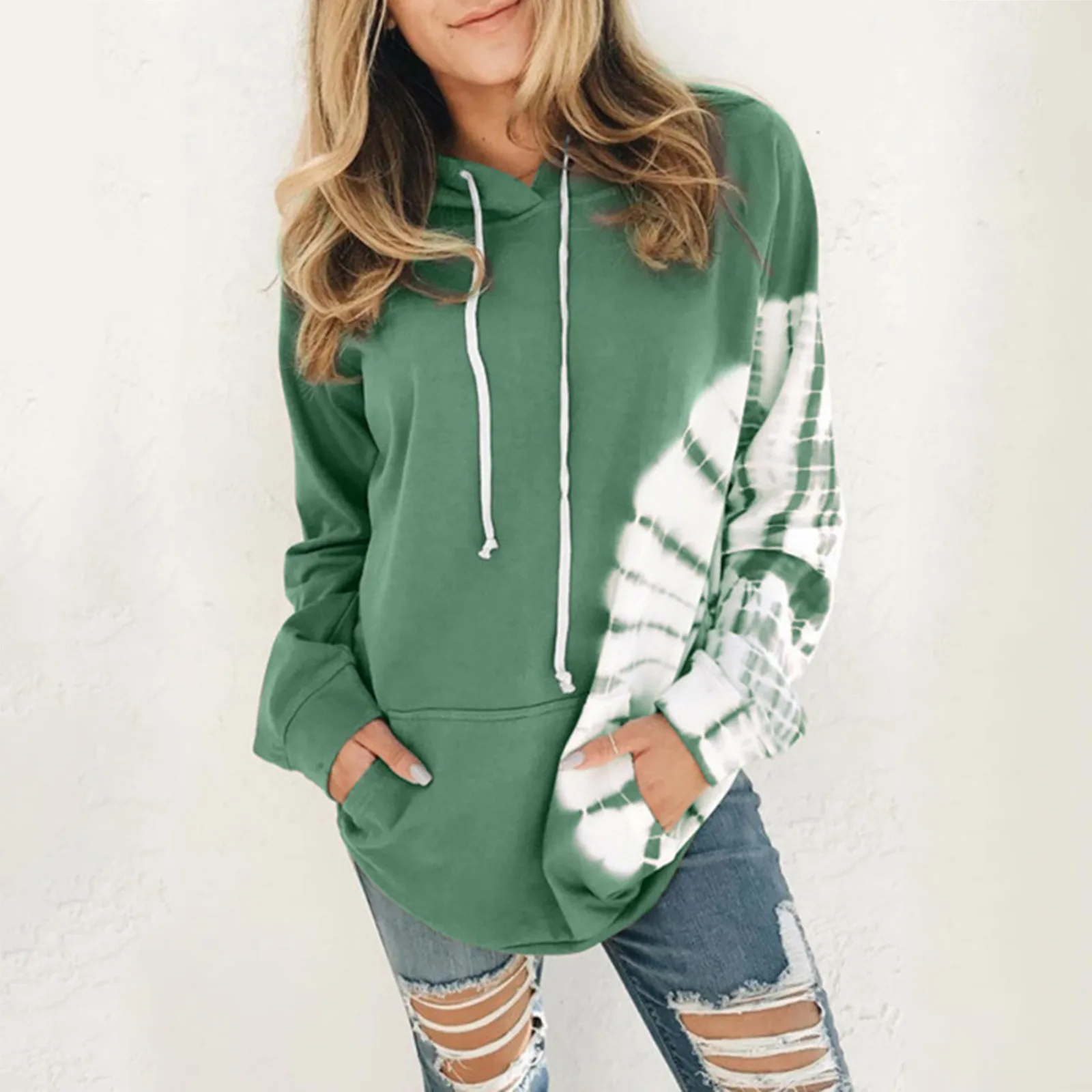 Oversized Tie Dyed Hoodie Print Hoody Sweetshirts Hoodies Spring Autumn Clothes Women Sweetshirts Streetwear Pullover Sweatshirt