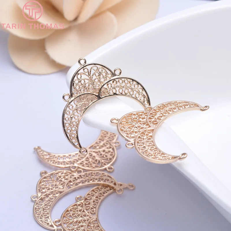 

6PCS 32*28MM 24K Champagne Gold Color Plated Brass Charms Earrings Connector High Quality Diy Jewelry Accessories
