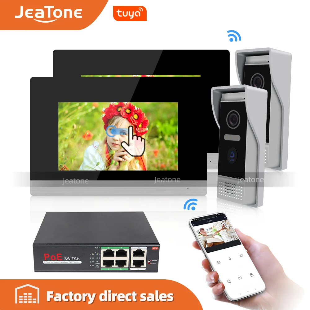 Беспроводной видеодомофон с сенсорным экраном 7 дюймов Wi-Fi IP домофон дверной