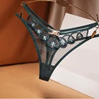 Эротическое женское белье из сетки, сексуальные кружевные цветочные трусики, стринги с низкой талией, прозрачные трусики с Т-образной спинкой, женские очаровательные стринги, нижнее белье