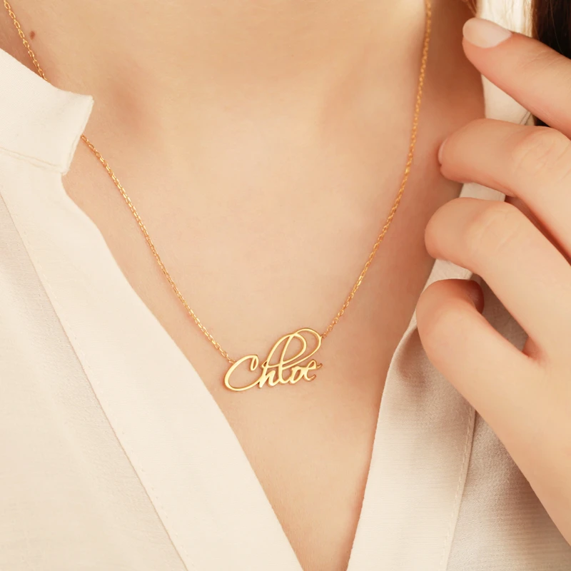 Cursive Name ожерелье популярный стиль Персонализированный Кулон табличка с именем из