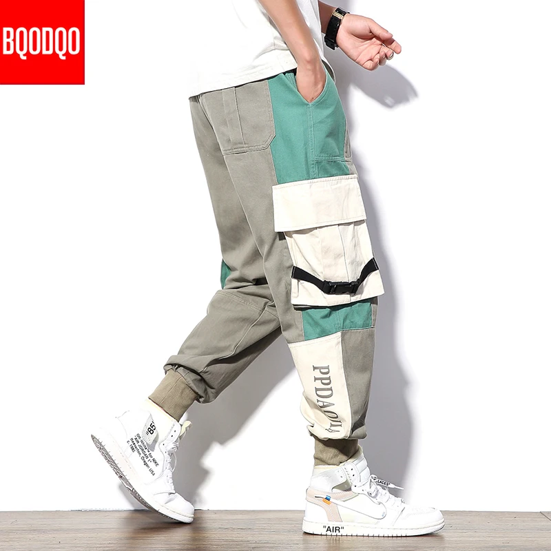 Мужские брюки шаровары с боковыми карманами модные хлопковые в стиле милитари