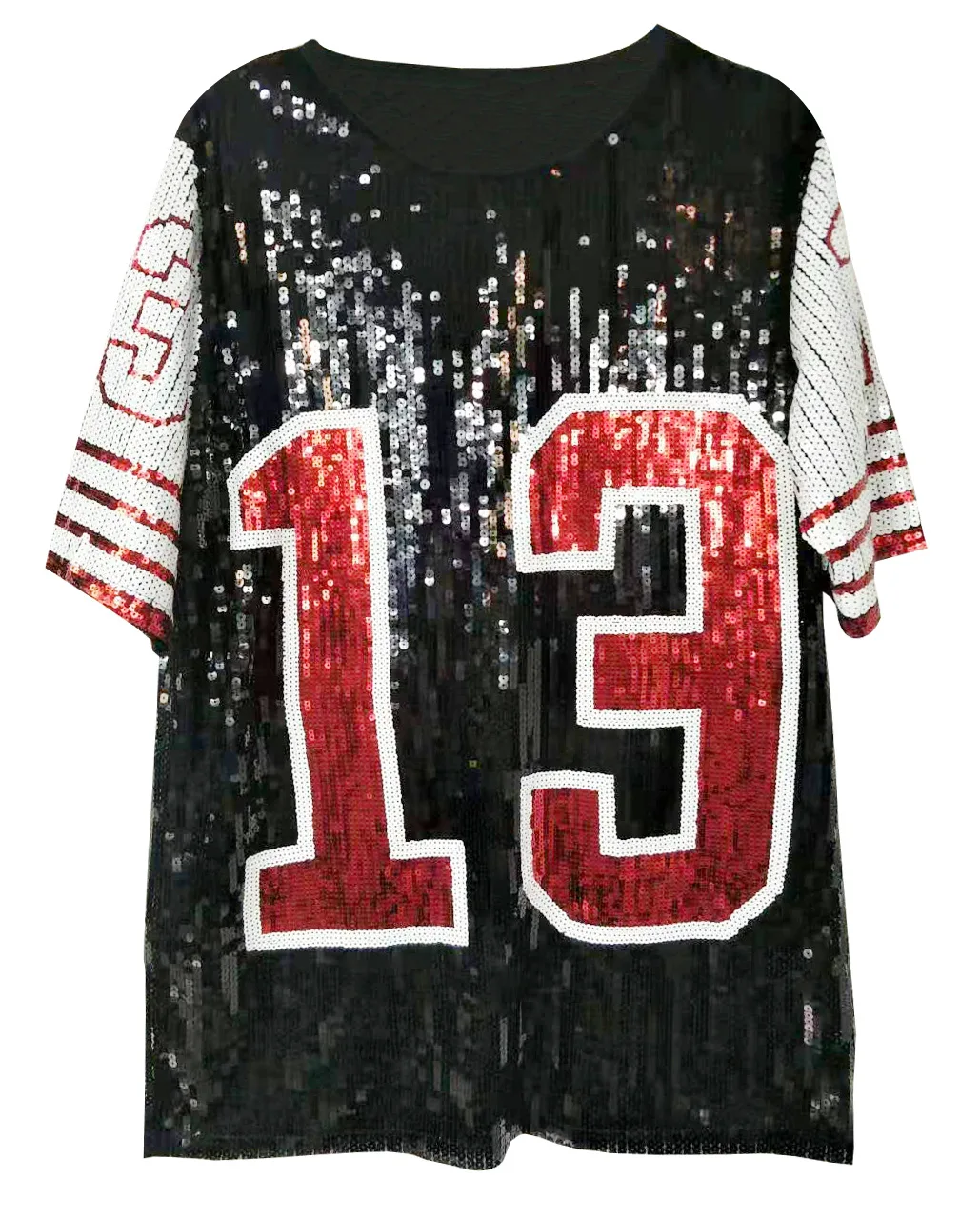 Женское прямое платье выше колена черное красное серебристое с вышивкой № 13