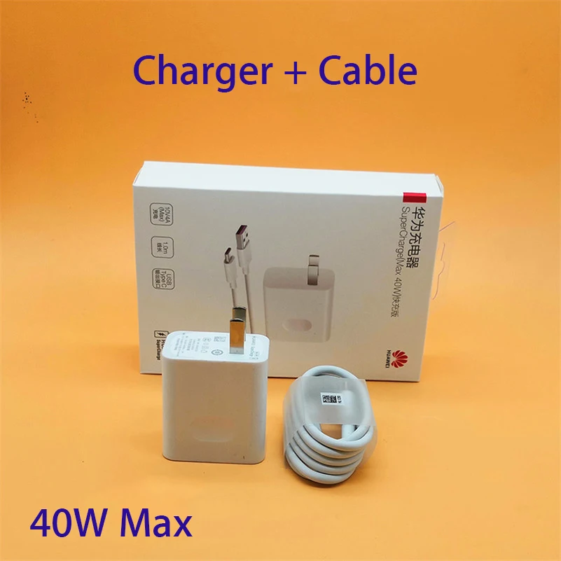 Оригинальное зарядное устройство huawei supercharge, супер зарядное устройство 40 Вт для huawei p30 mate 20 pro RS nova 5 Honor 20 magic 2 10V 4A - Тип штекера: Charger and Cable