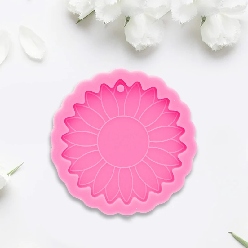 

Keyring Casting Silicone Mould DIY Crafts Jewelry Pendant Making Tool Super Glossy Sun Flower Keychain Epoxy Resin Mold